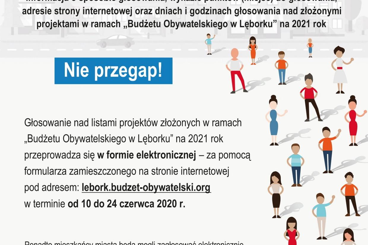 Informacja o sposobie głosowania w Budżecie Obywatelskim w Lęborku na 2021 rok