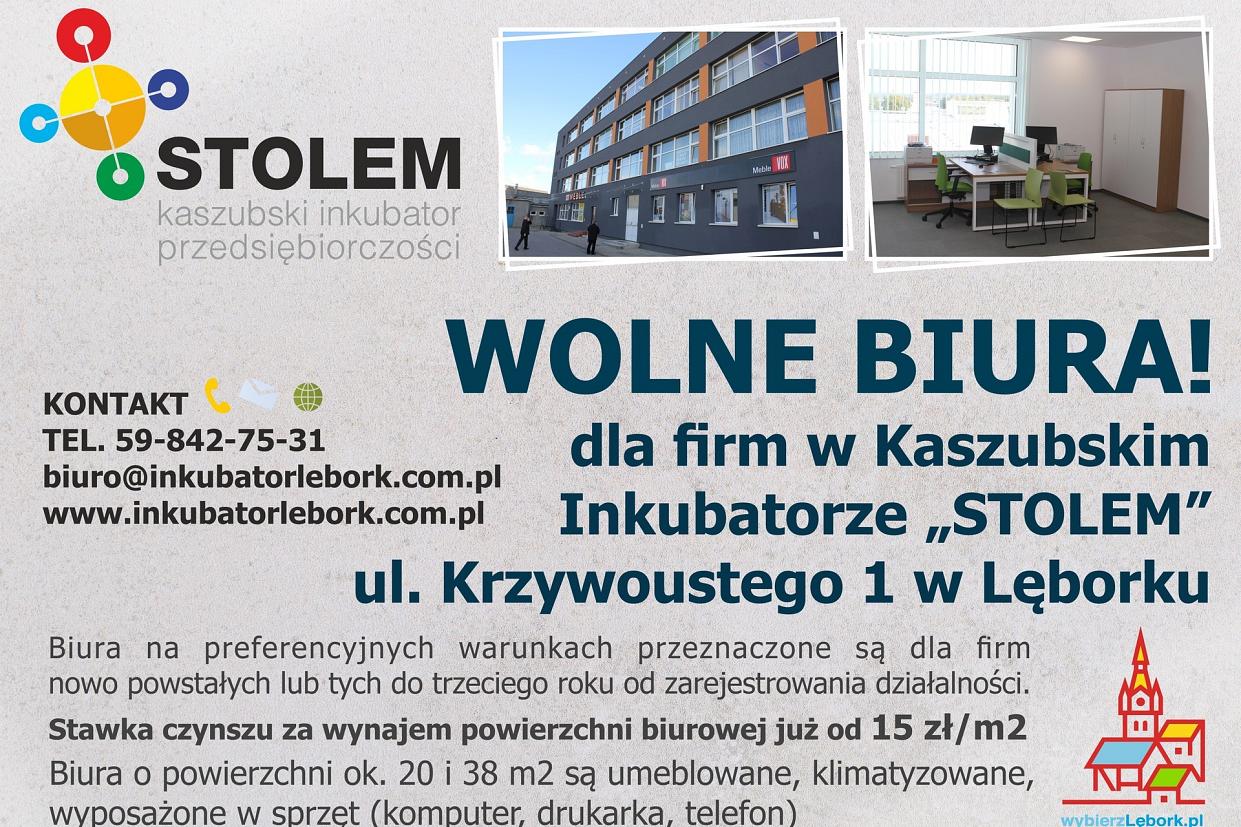Wolne biura w Kaszubskim Inkubatorze Przedsiębiorczości STOLEM