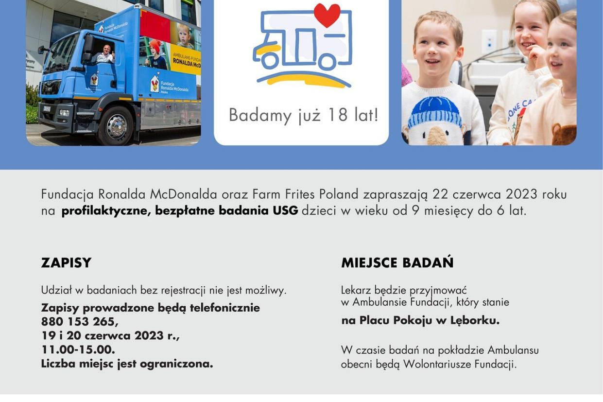 22 czerwca badania USG dzieci w Ambulansie Fundacji Ronalda McDonalda