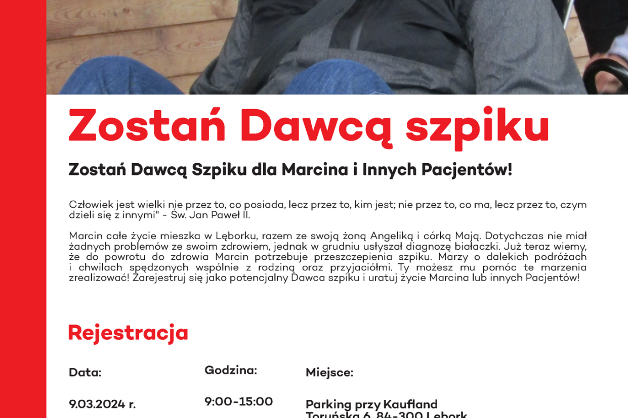 Zostań Dawcą Szpiku dla Marcina i Innych Pacjentów!