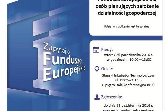 Spotkanie informacyjne nt. pozyskiwania funduszy na działalność gospodarczą