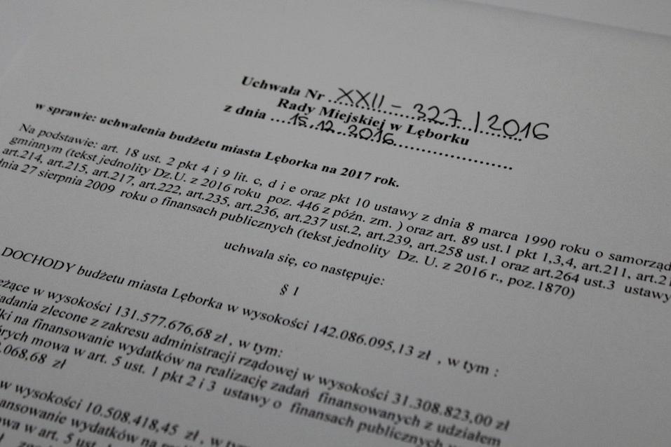 Budżet Lęborka na rok 2017 uchwalony