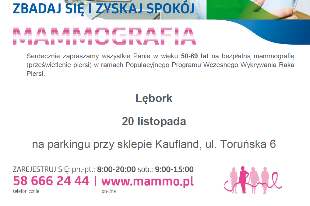 20 listopada bezpłatne badania mammograficzne