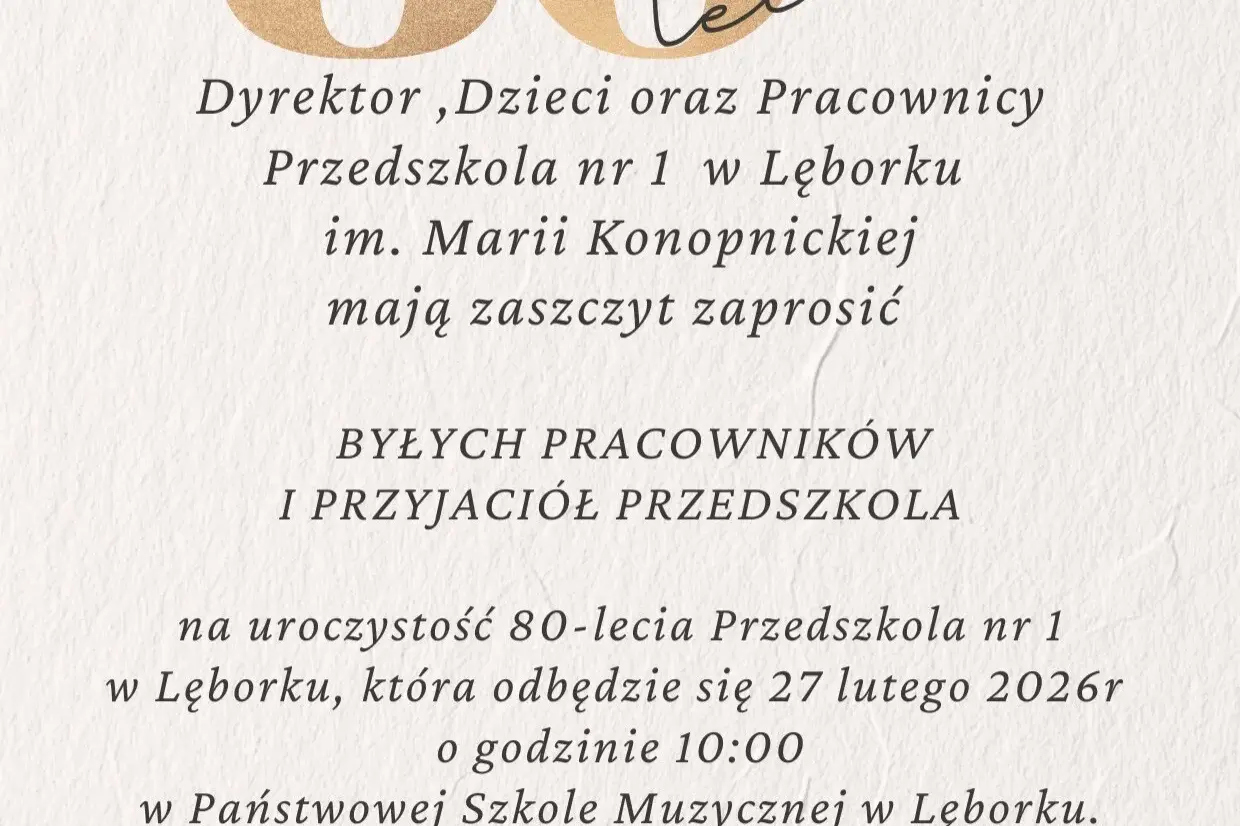 Jubileusz 80-lecia Przedszkola nr 1 im. Marii Konopnickiej w Lęborku