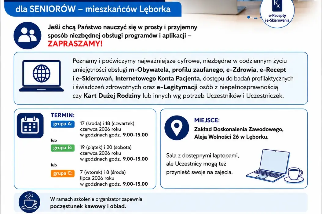 Bezpłatne szkolenia e-Obyw@tel dla lęborskich seniorów