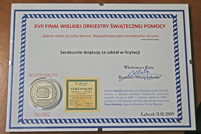 Zlicytują srebny Lewinek, lęborski kalendarz i długopis firmy Waterman