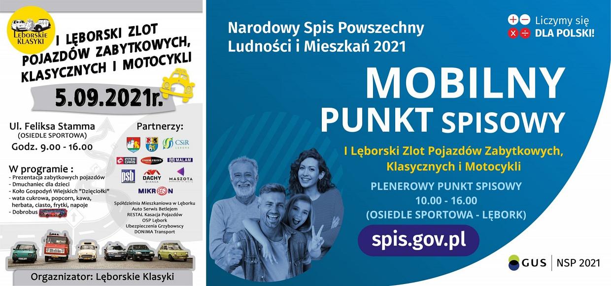 Mobilny punkt spisowy na I Lęborskim Zlocie Pojazdów Zabytkowych, Klasycznych i Motocykli.