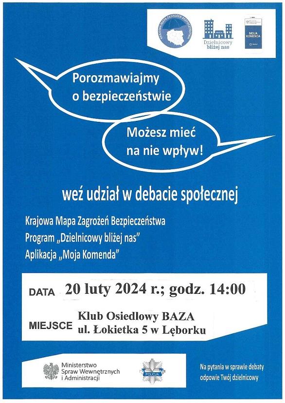 Policja zaprasza 20 lutego na debatę społeczną