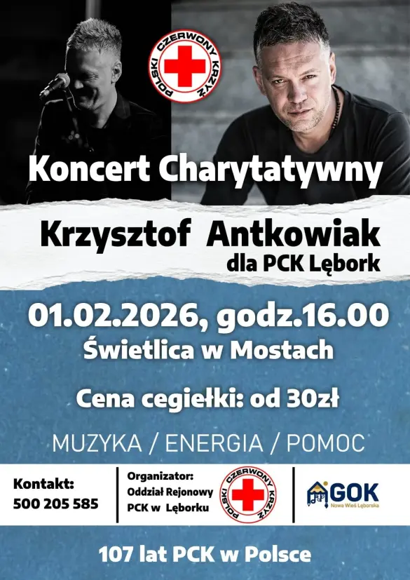 Charytatywny koncert Krzysztofa Antkowiaka na rzecz Polskiego Czerwonego Krzyża w Lęborku