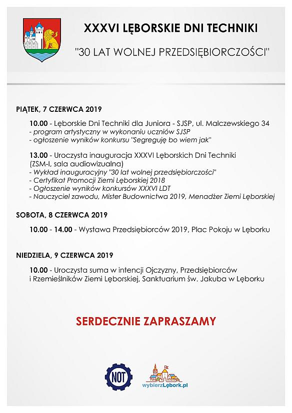XXXVI Lęborskie Dni Techniki pod hasłem „30 LAT WOLNEJ PRZEDSIĘBIORCZOŚCI