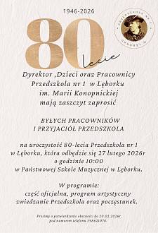 Jubileusz 80-lecia Przedszkola nr 1 im. Marii Konopnickiej w Lęborku