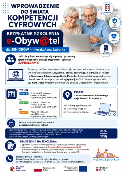 Bezpłatne szkolenia e-Obyw@tel dla lęborskich seniorów