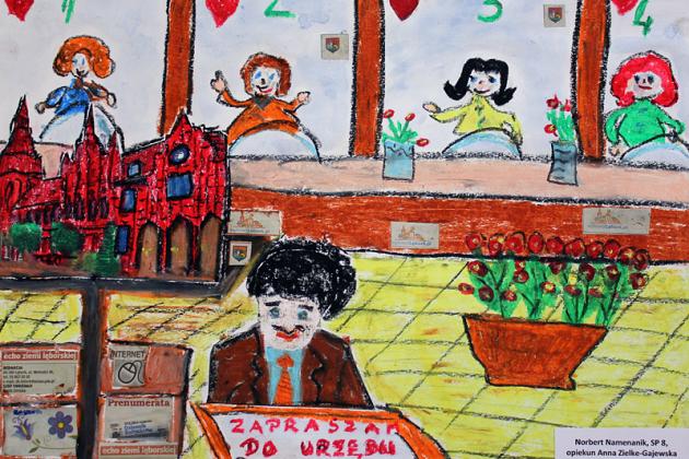 Herb miasta i Urząd Miejski w Lęborku w pracach plastycznych