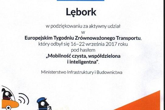 Lęborski „Dzień bez Samochodu” wyróżniony przez Ministra