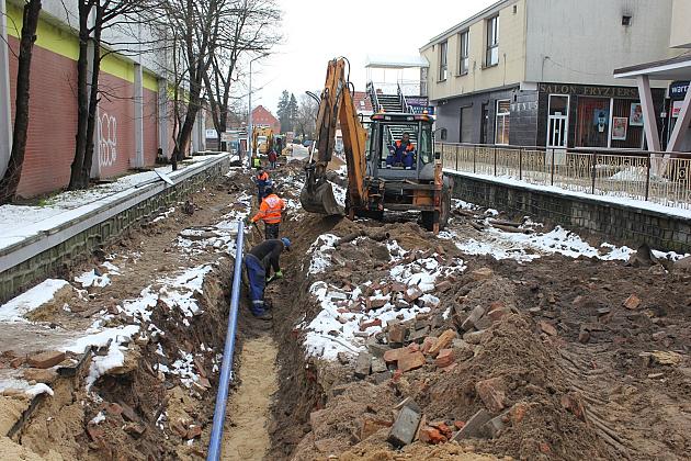 Wykopy na Waryńskiego w ramach projektu „Skarby Lęborka”