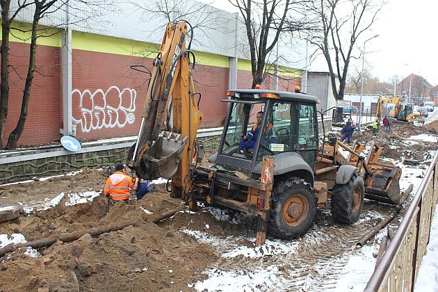 Wykopy na Waryńskiego w ramach projektu „Skarby Lęborka”
