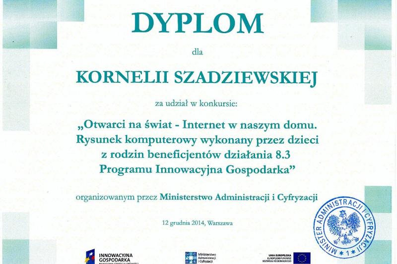 Nagroda dla uczestniczki projektu pn. „e-Lębork - przeciwdziałanie wykluczeniu cyfrowemu na terenie Gminy Miasto Lębork”