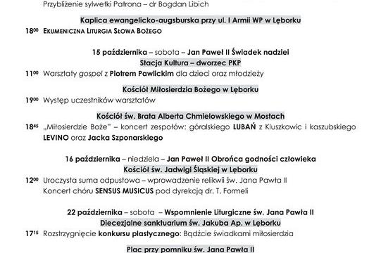 Program XIII Lęborskiego Tygodnia Kultury Chrześcijańskiej