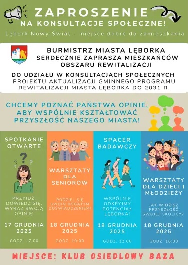Konsultacje społeczne projektu aktualizacji Gminnego Programu Rewitalizacji Miasta Lęborka do 2031 r.