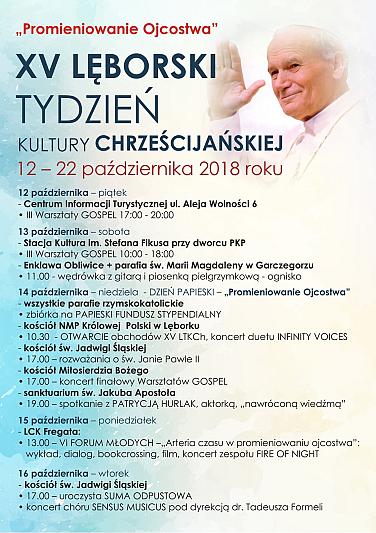 XV Lęborski Tydzień Kultury Chrześcijańskiej (12 - 22 października 2018 r.)